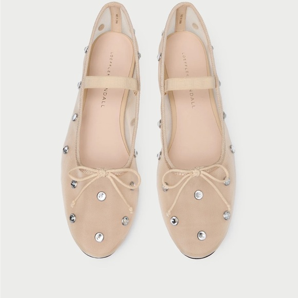Loeffler Randall Shoes - Loeffler Randall Nude Crystal-Studded Mary Jane Flats